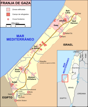 Mapa de la Franja de Gaza 